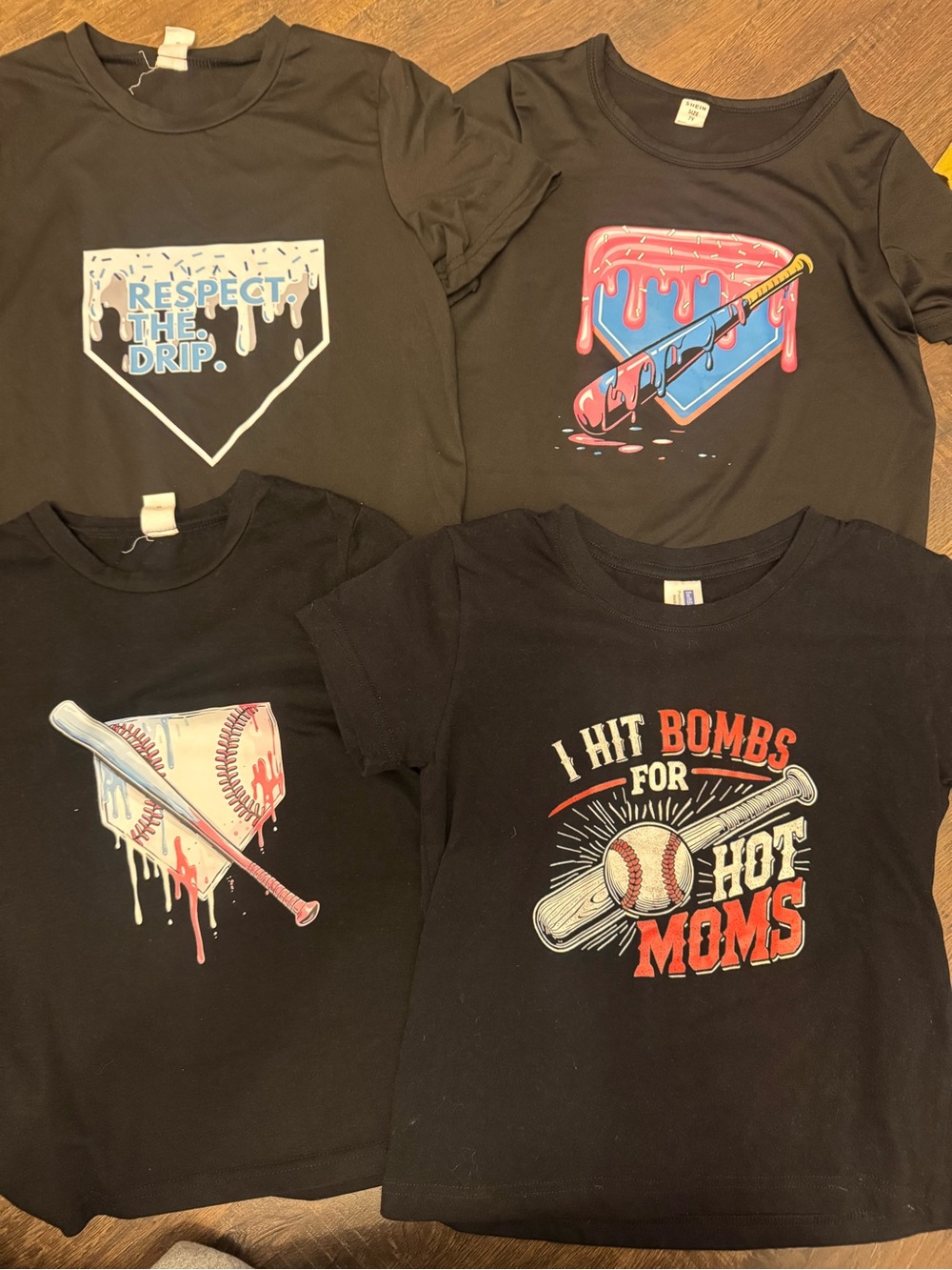 Kids Black Graphic Baseball Tee - Respect the Drip & Hot Moms Designs